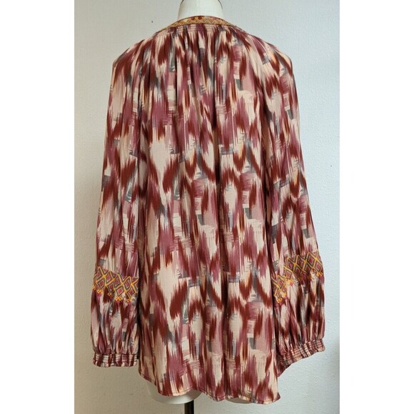 Women's SUNDANCE Viscose Boho Embroidered V-Neck Puff Sleeve Top/Blouse M - Picture 6 of 10